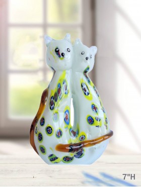 Glass Cat with Flowers Glass Cat with Flowers